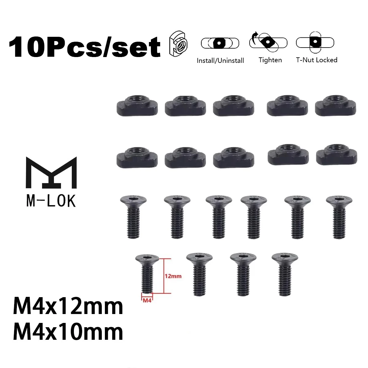 Kit repuesto M-LOK en acero anodizado negro