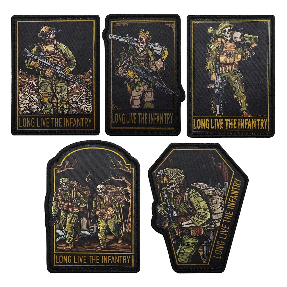 Parche bordado calavera infantería militar