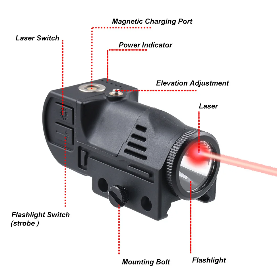 Richfir linterna táctica LED láser magnética con riel Picatinny - imagen 4