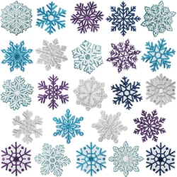 Parches bordados termoadhesivos copos de nieve brillantes – Navidad