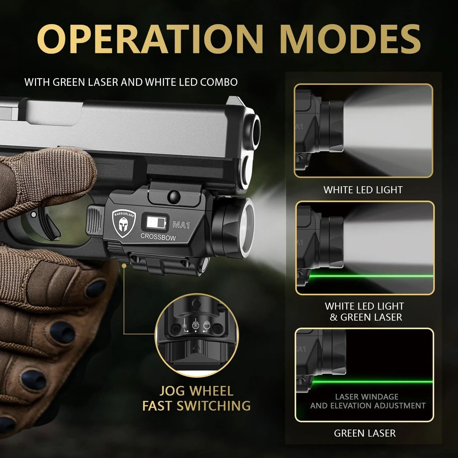 MA1 Láser táctico verde con luz para Glock OWB - imagen 4
