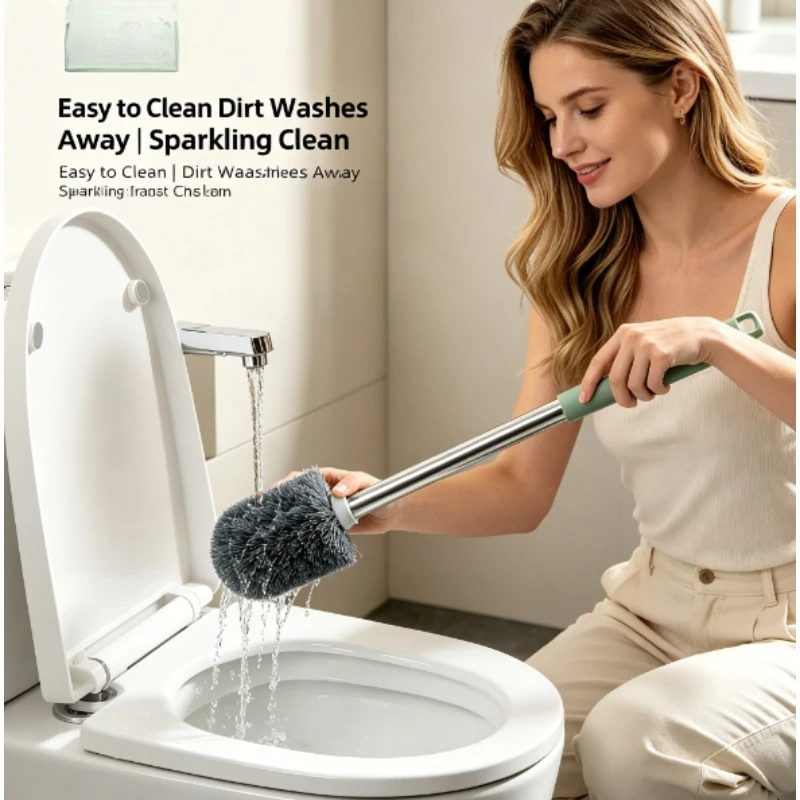 Cepillo inodoro sin ángulos muertos con base – Limpieza profunda baño - imagen 4