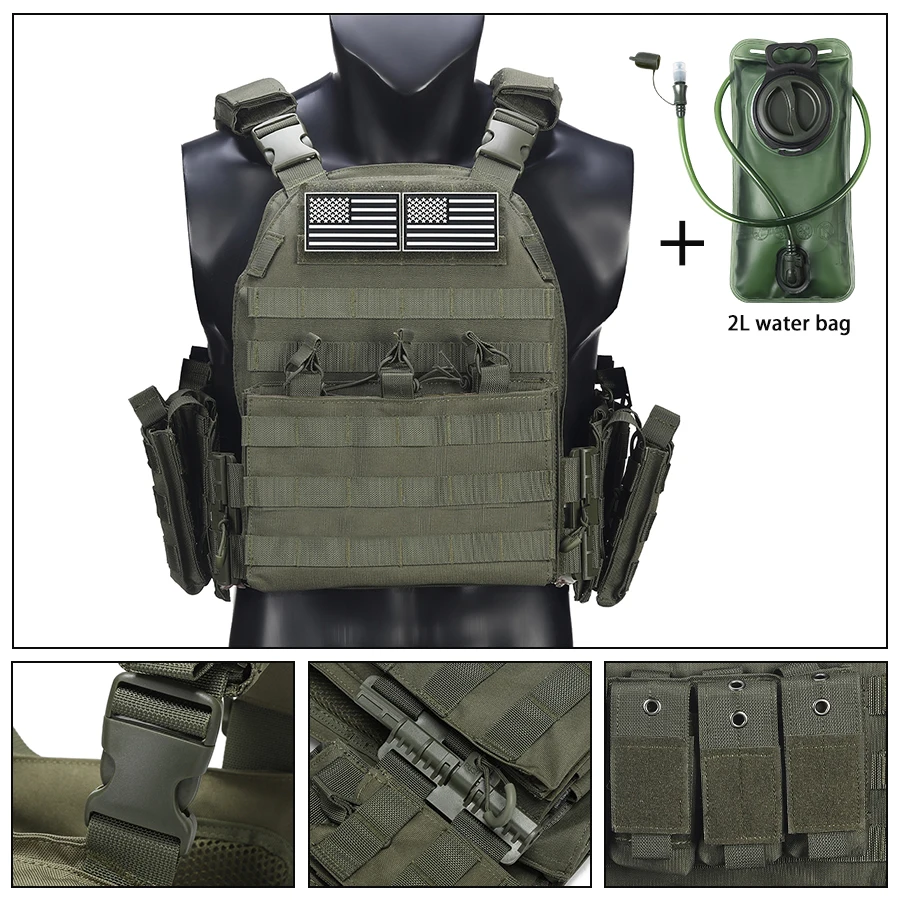Chaleco táctico MOLLE exterior desmontaje rápido con sistema de agua - imagen 4