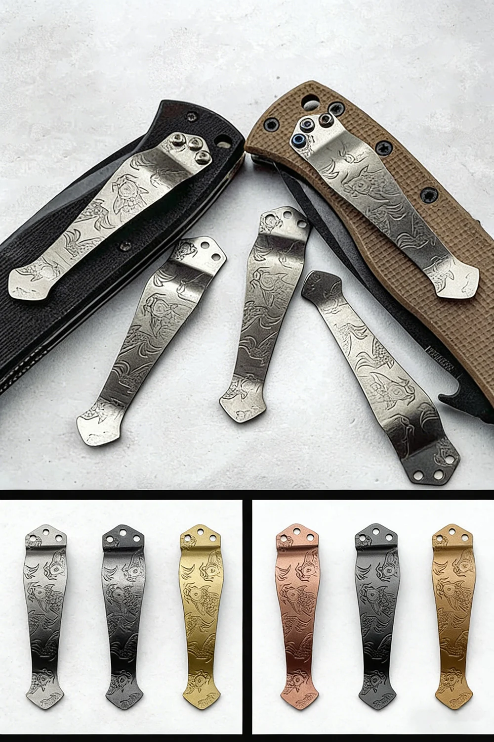 Emerson CQC Commander clip de bolsillo titanio Koi Steel Seal - imagen 5