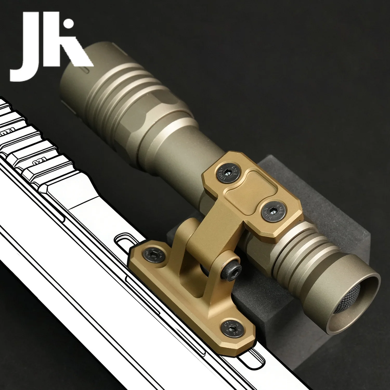 Soporte táctico de linterna de metal M-LOK a riel Picatinny Airsoft - imagen 2