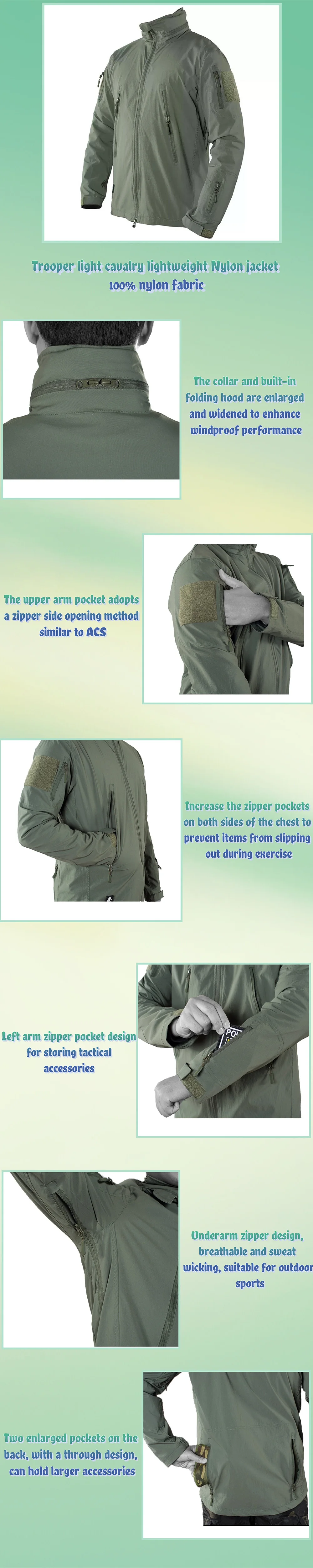 Vista frontal de chaqueta ligera impermeable