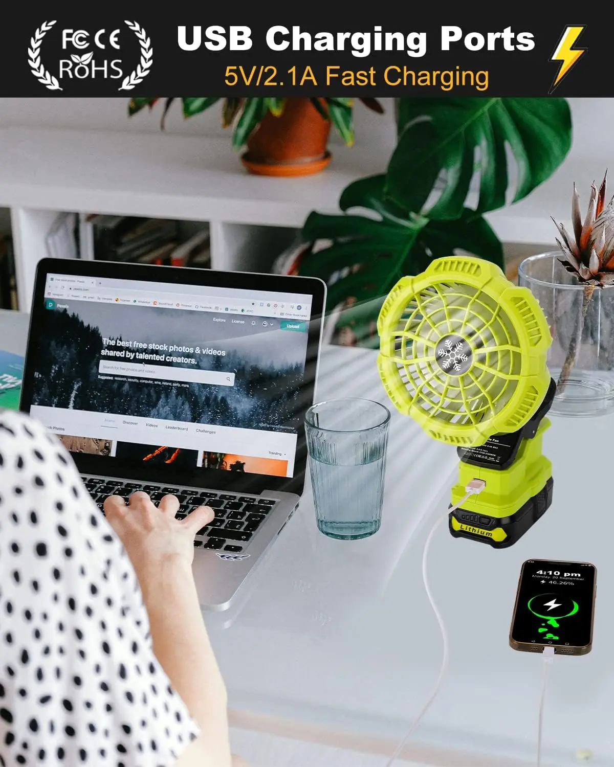 Ventilador portátil con clip para herramienta y ajuste de velocidad - imagen 5