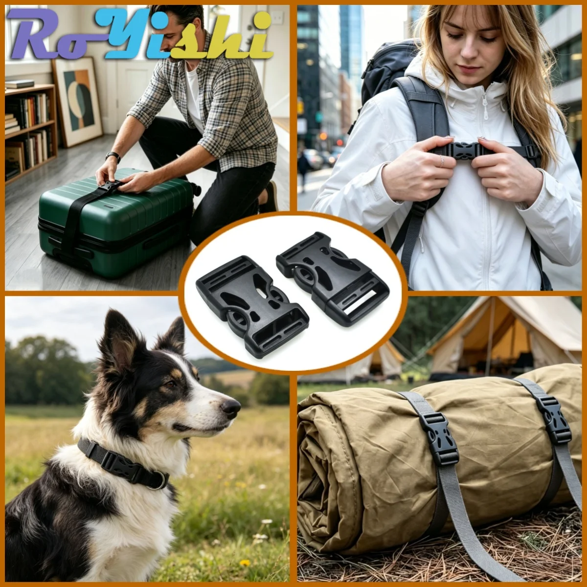 Hebilla plástica ajustable para correas MOLLE mochila táctica - imagen 4