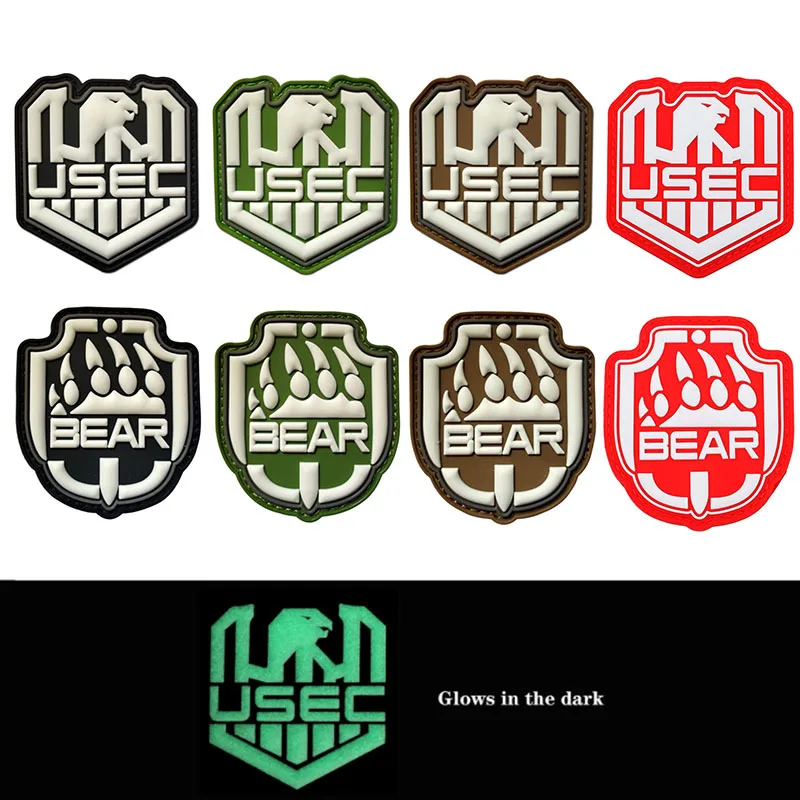 Parche táctico Escape de Tarkov USEC BEAR PVC 3D nocturno velcro