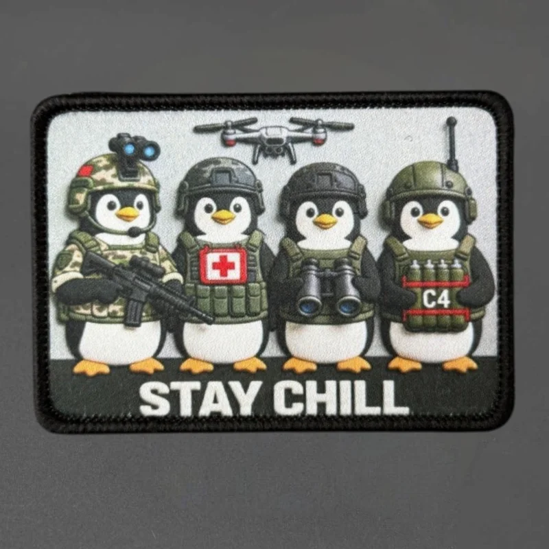Parches tácticos gancho y bucle pingüino para ropa, mochilas - imagen 2