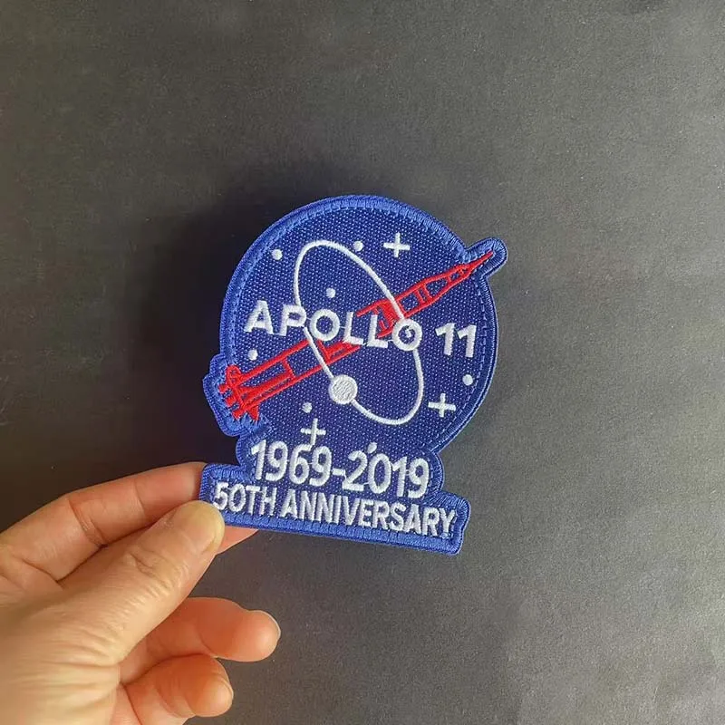 Parche bordado táctico Apollo con astronauta y emblemas espaciales