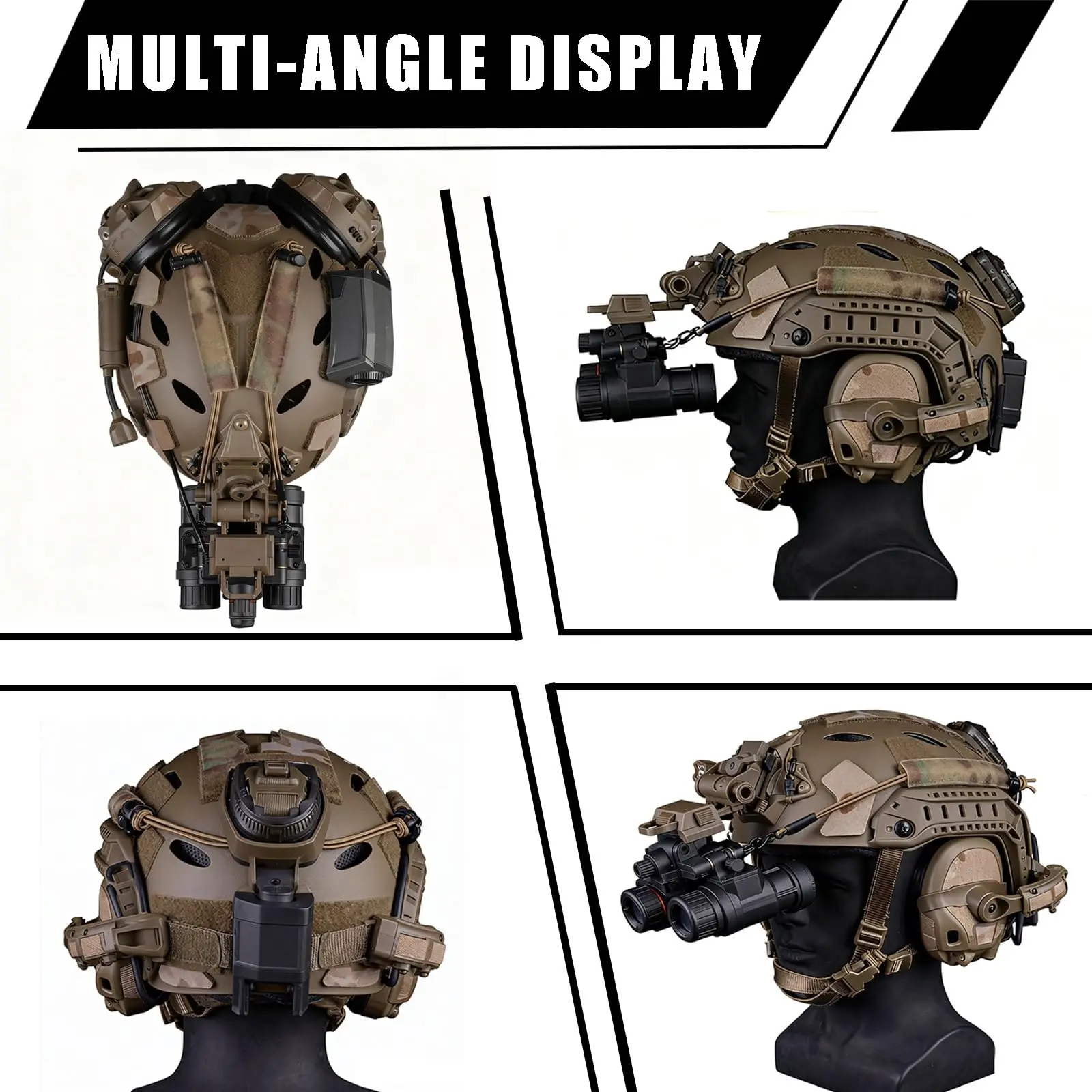 Casco táctico airsoft con montaje NVG y auriculares de comunicación - imagen 2