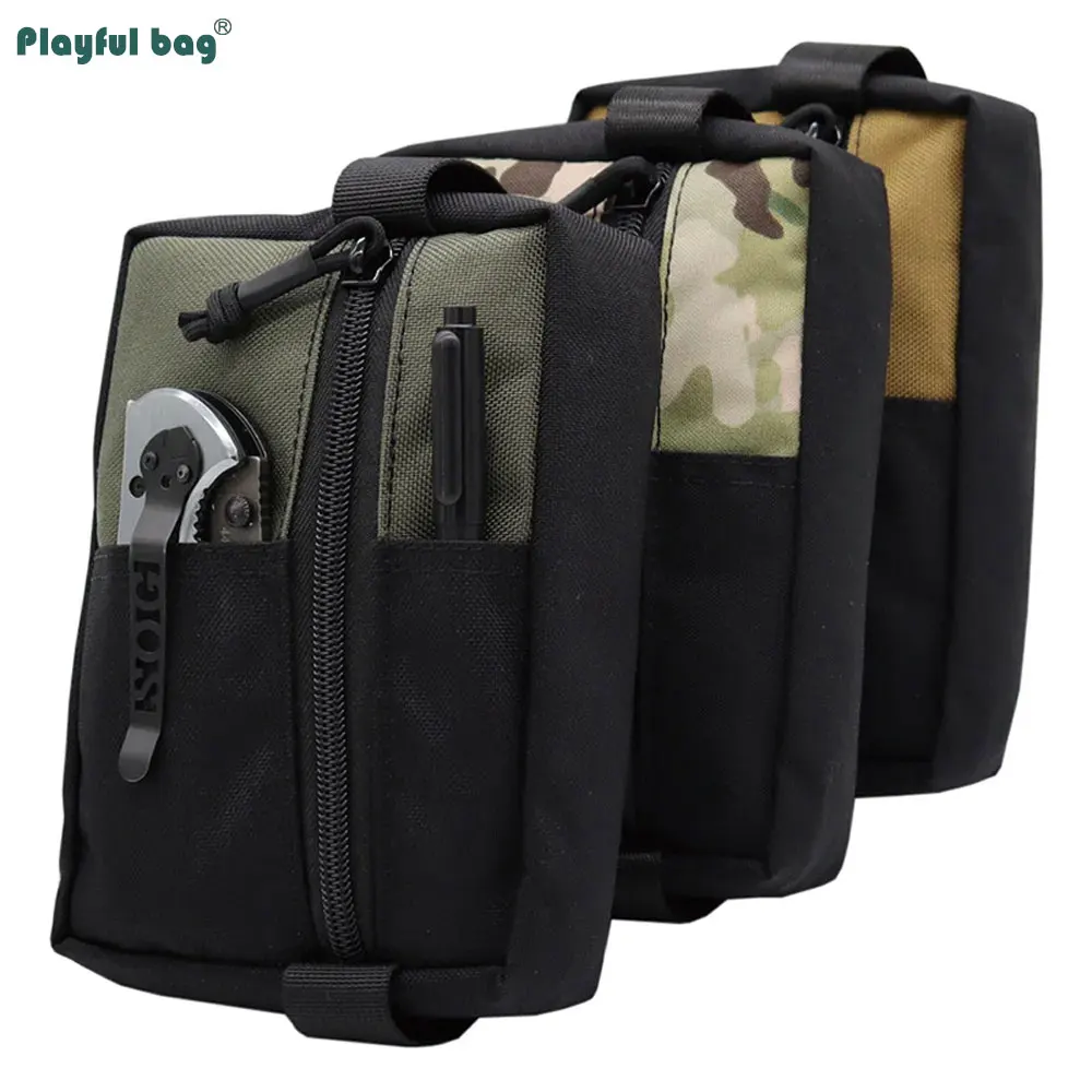 Bolsa táctica AVA324 vista frontal con múltiples bolsillos