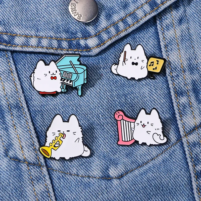 Broche de gato estilo cómic para bolsa y ropa, insignia decorativa - imagen 3