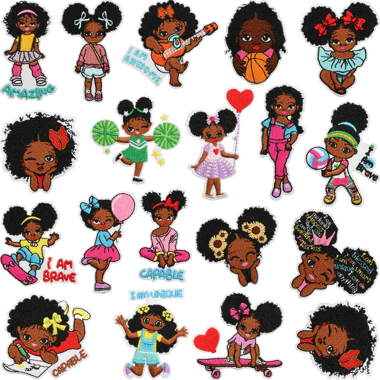 Parche termoadhesivo bordado figura de niña negra para planchar - imagen 5
