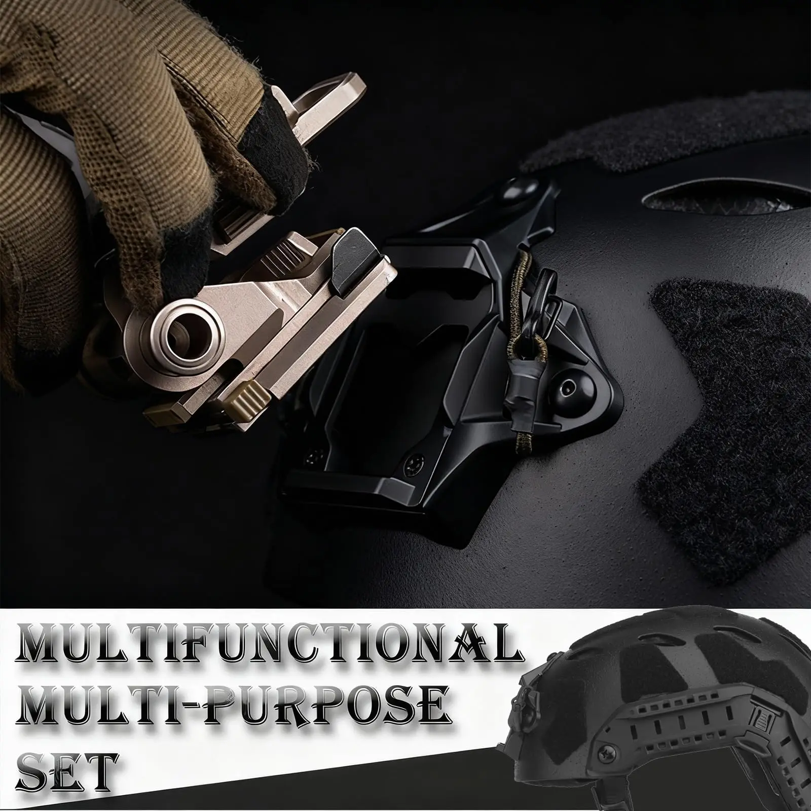 Casco táctico Airsoft Bump con auriculares, linterna y gafas abatibles - imagen 2