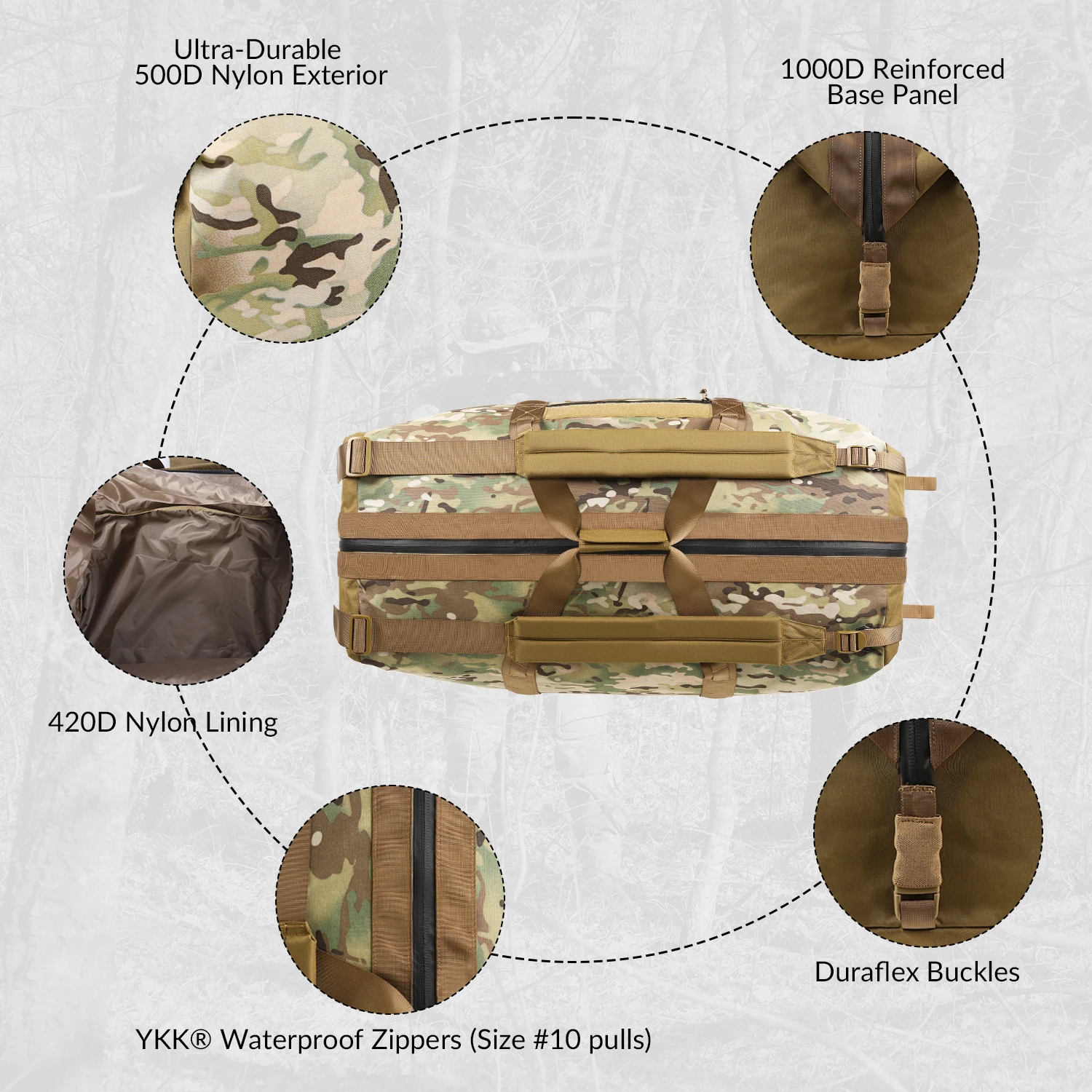 VOTAGOO saco de viaje táctico impermeable plegable apertura total - imagen 3