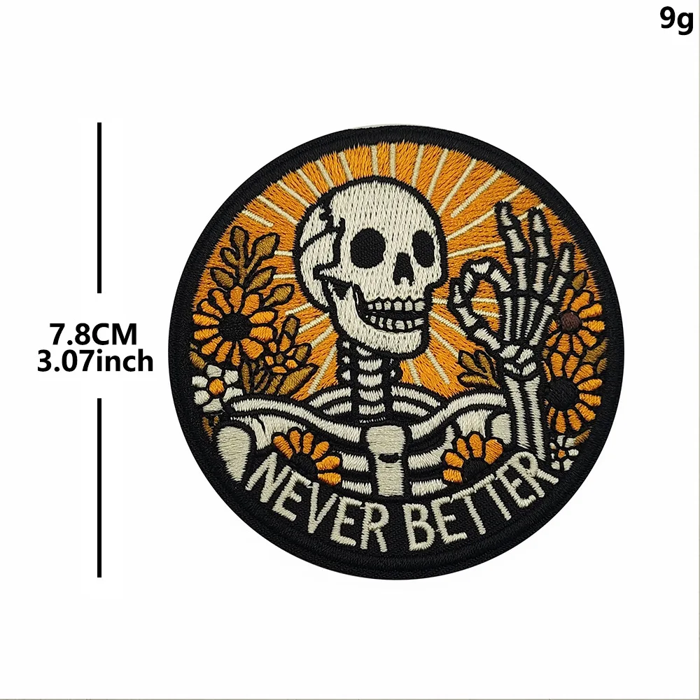 Parches tácticos bordados calavera con eslogan para mochila y gorra - imagen 4