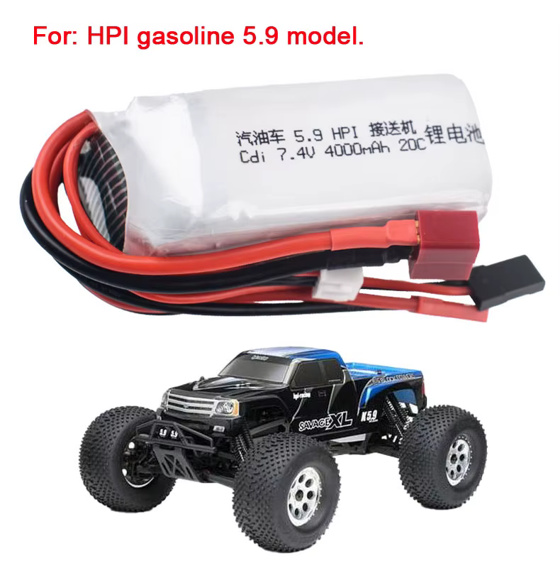 Batería LiPo 7.4V con receptor CDI para coche 1/8