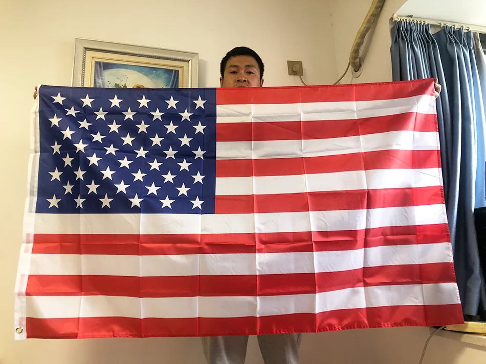 Bandera estadounidense de poliéster doble cara SKY