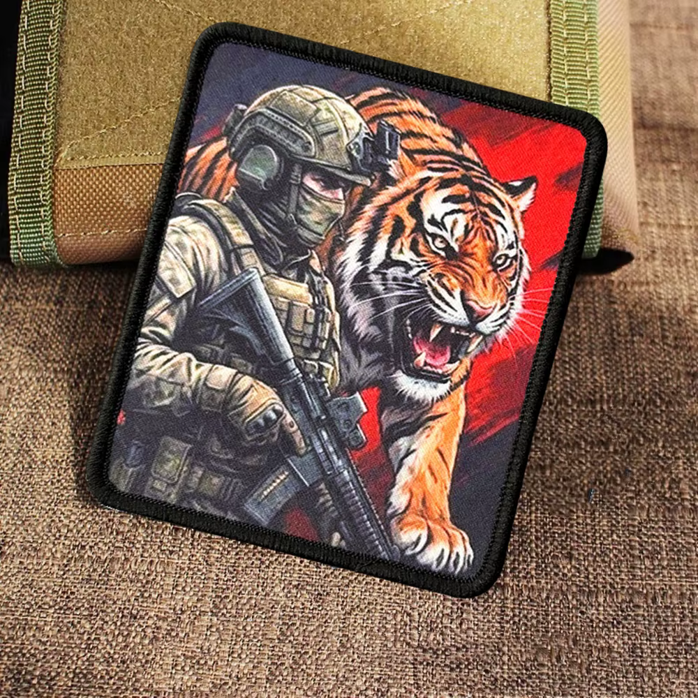 Parche táctico bordado operador tigre velcro para mochila y ropa - imagen 4