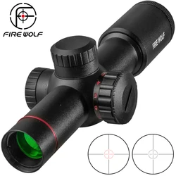 FIRE WOLF mira de caza Mil-Dot retícula iluminada y tapas abatibles