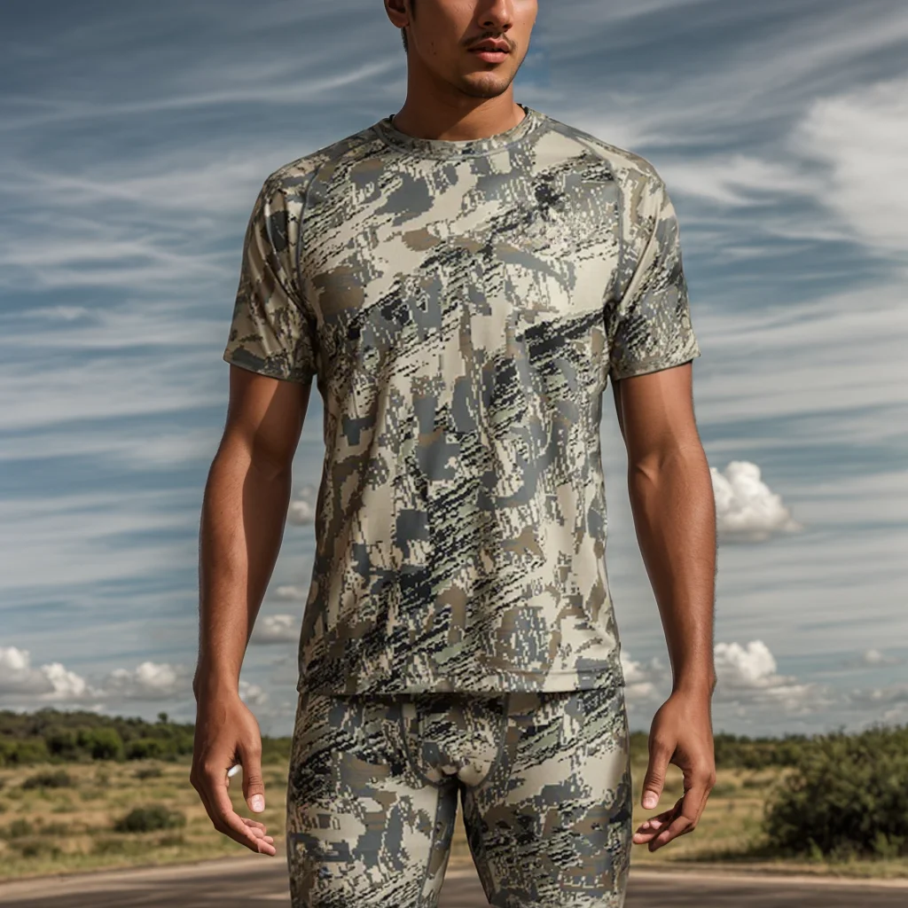 Camiseta táctica antibacteriana secado rápido camuflaje manga corta
