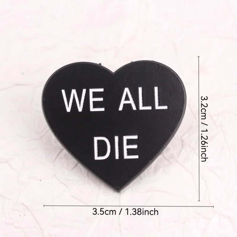 Pasador de botón gótico corazón WE ALL DIE – accesorio para chaquetas - imagen 3