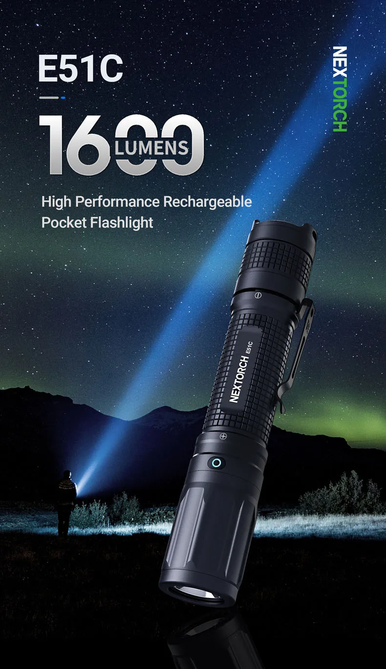 Vista frontal de la NEXTORCH E51C EDC