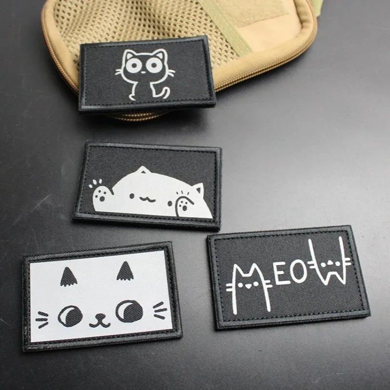 Parche táctico reflectante gato creativo para mochila, gancho y bucle - imagen 2