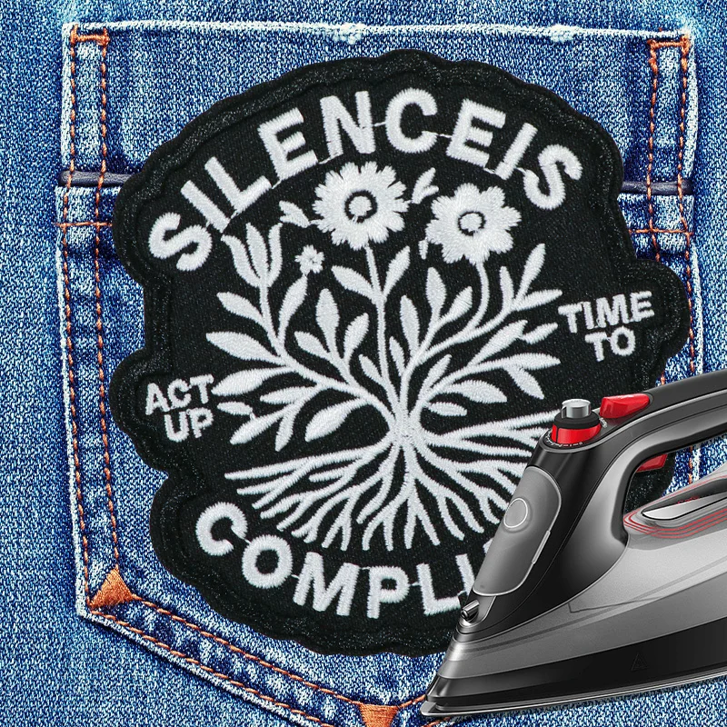Silenceis Compliance parche bordado termoadhesivo flores slogan acción - imagen 4
