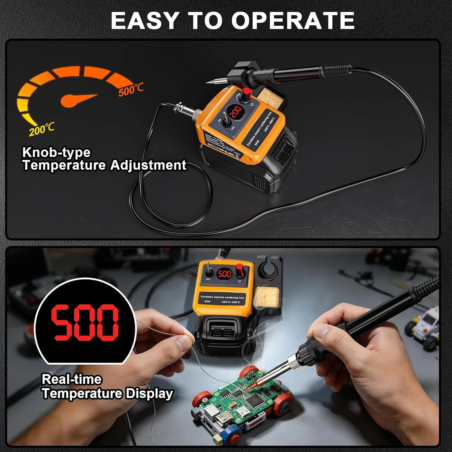 Soldador inalámbrico DeWalt 18V 20V con pantalla LCD y temperatura ajustable - imagen 2
