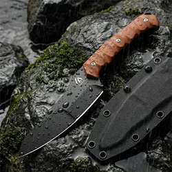 Cuchillo hoja fija mango lino con funda para exterior