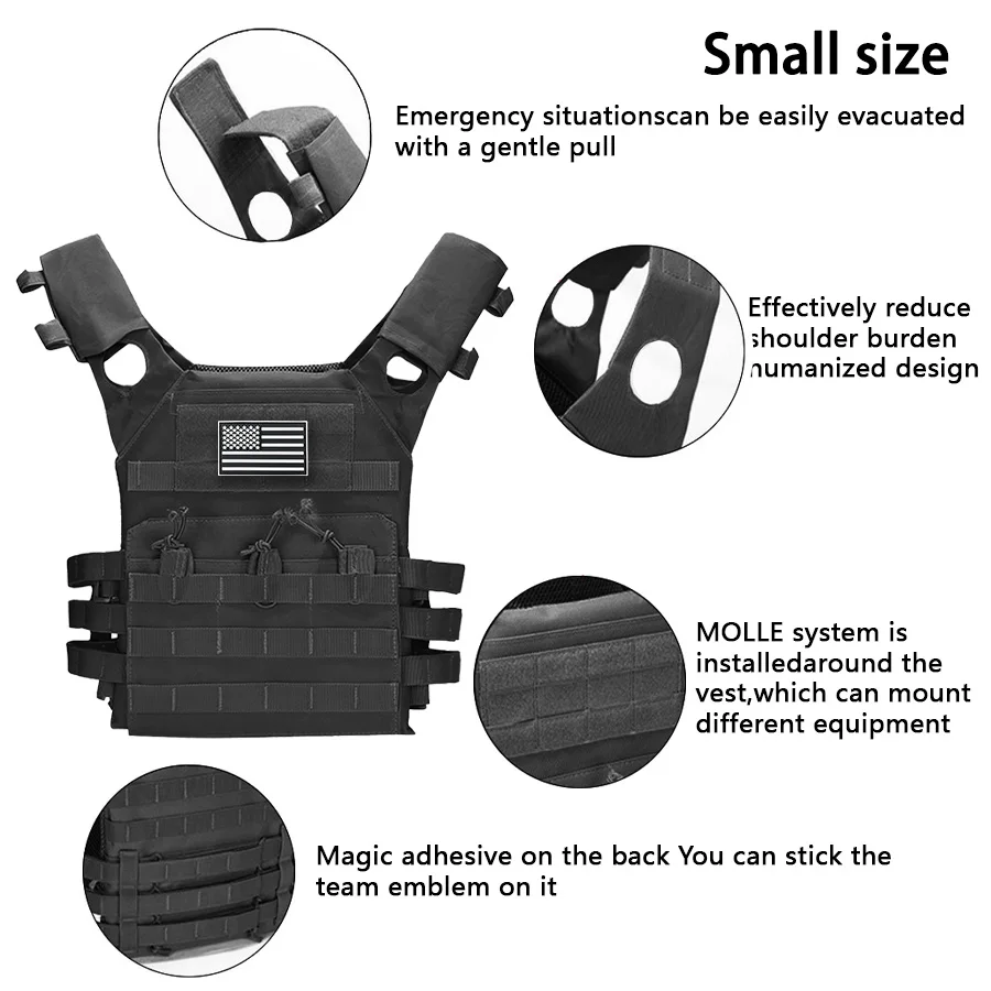 Chaleco táctico JPC MOLLE ligero con expansión y parche bandera EE.UU. - imagen 5