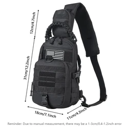 Bolso de pecho táctico MOLLE con hombrera acolchada y asa tejida