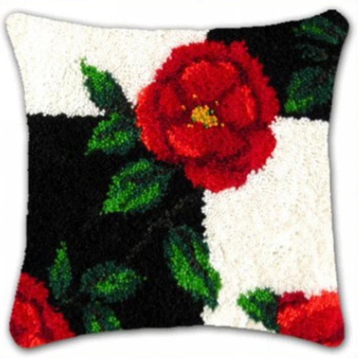 Parche bordado DIY gancho pestillo Smyrna almohada decorativa - imagen 5