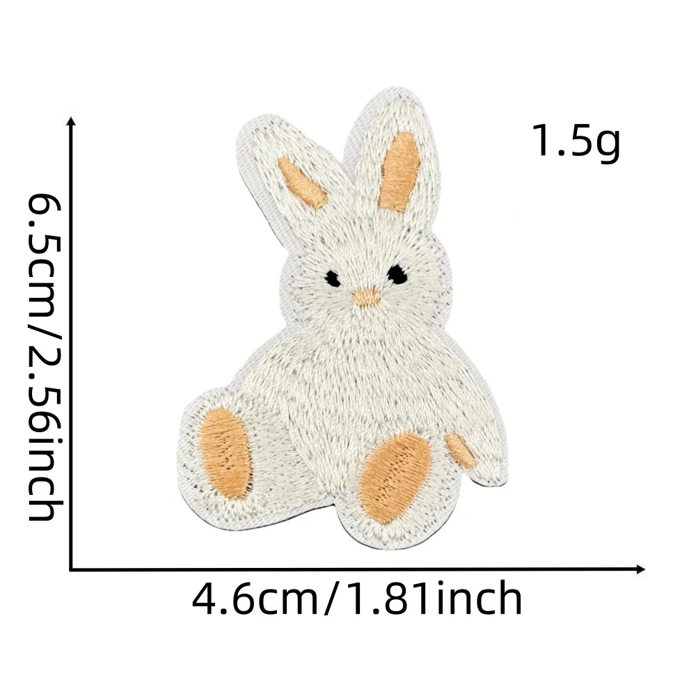 Parche bordado Kawaii de conejo con lazo rosa