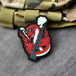 Parche táctico PVC serpiente roja velcro gancho y bucle militar
