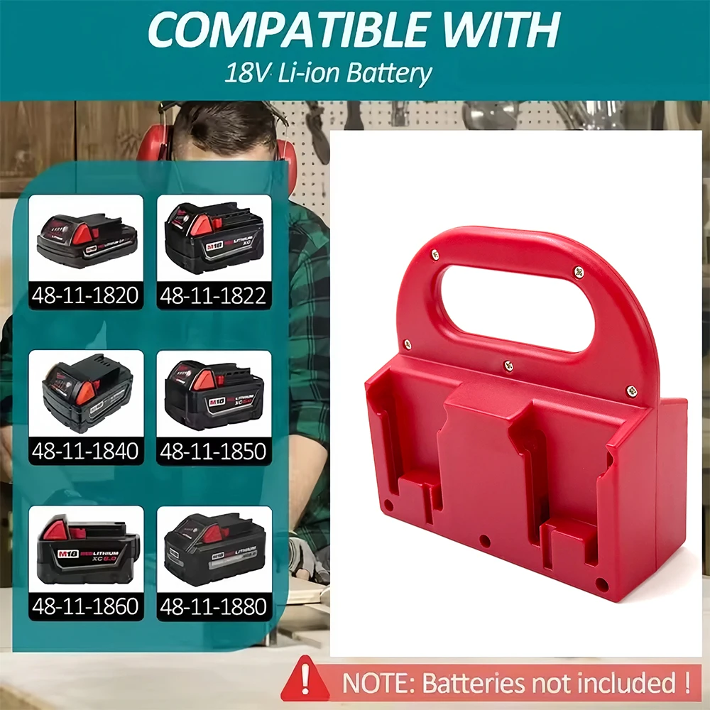 Soporte organizador de baterías Makita Dewalt Milwaukee resistente - imagen 3