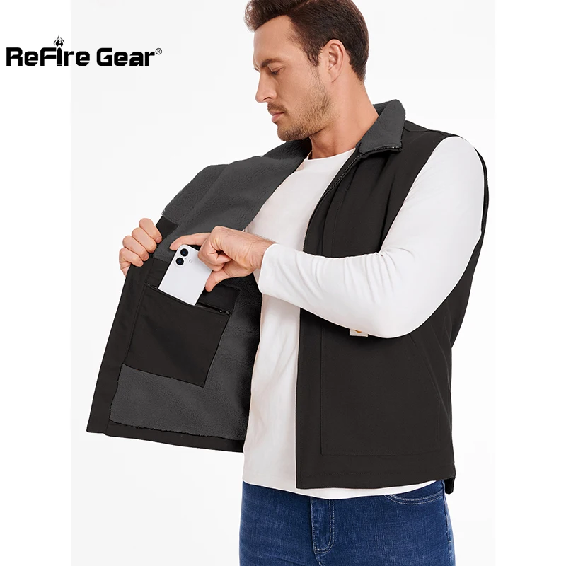Chaleco lona impermeable forro sherpa invierno ajuste holgado - imagen 2