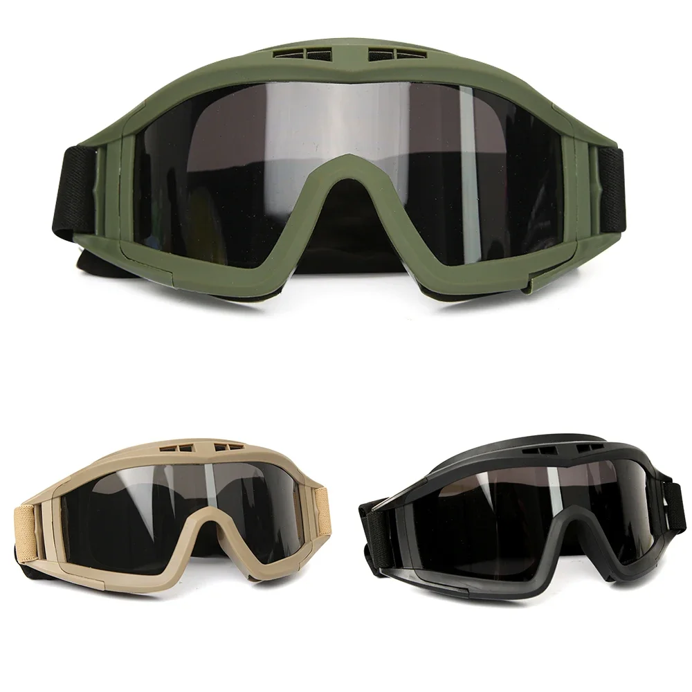 Gafas tácticas Airsoft 3 lentes antiviento antipolvo tiro moto