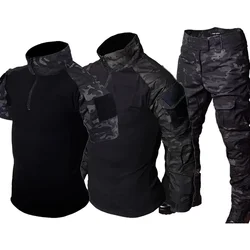 Ropa táctica camuflaje negro impermeable media cremallera y bolsillos