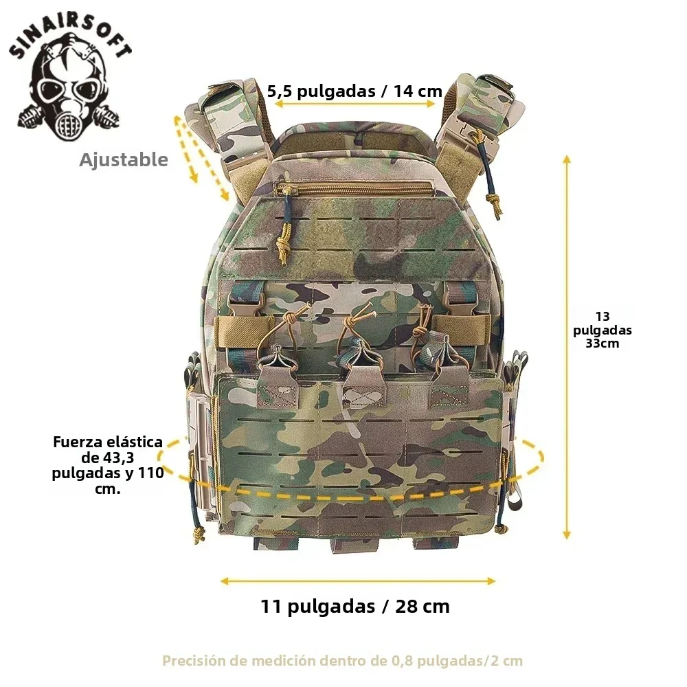 SINAIRSOFT Chaleco Táctico Portaplacas 500D MOLLE Negro, Liberación Rápida - imagen 3