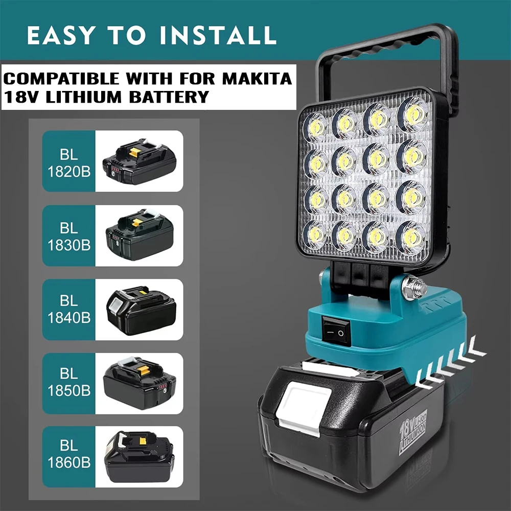 Lámpara de trabajo LED portátil compatible Makita Milwaukee Dewalt
