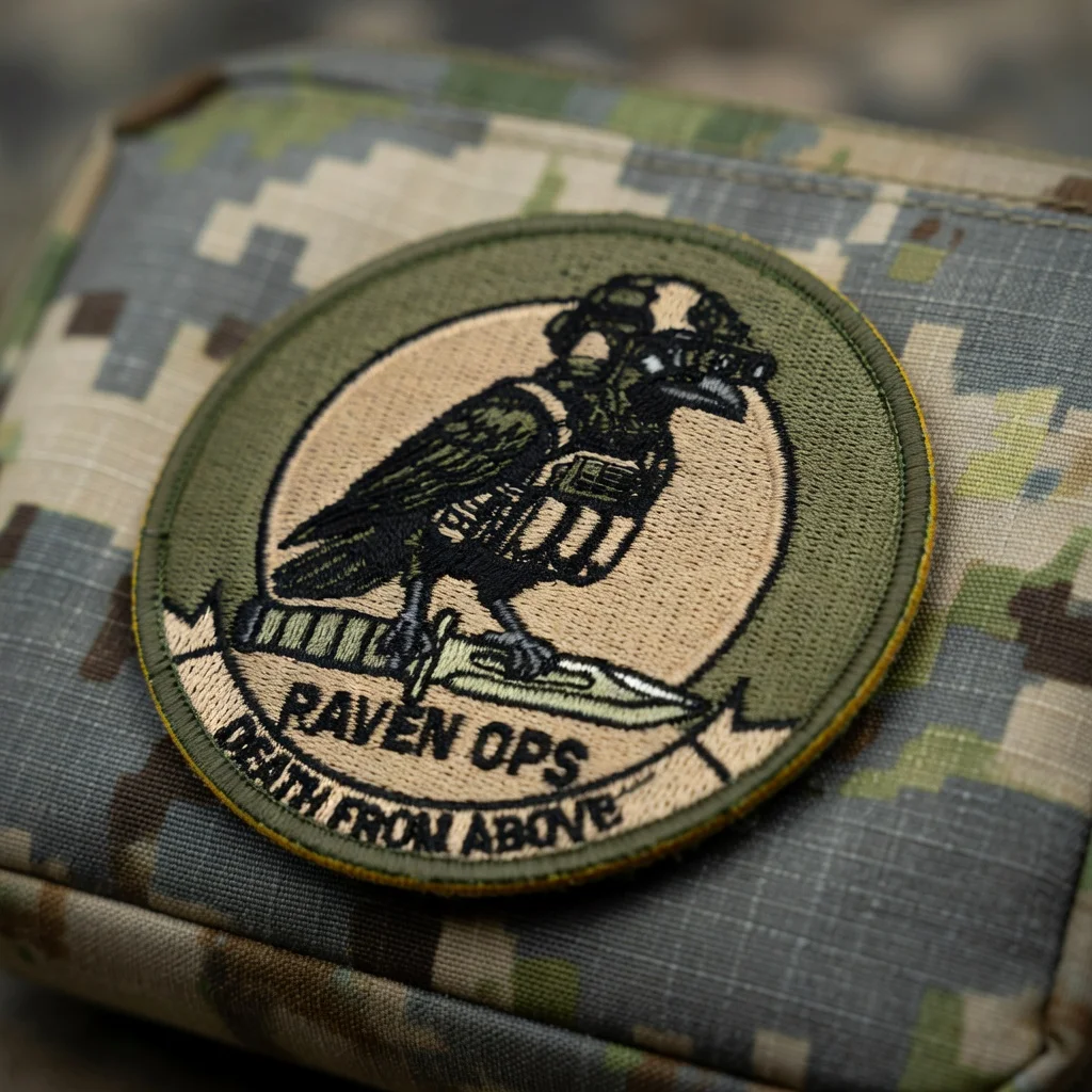 Raven Ops parche táctico pájaro con gancho y bucle para mochilas - imagen 3