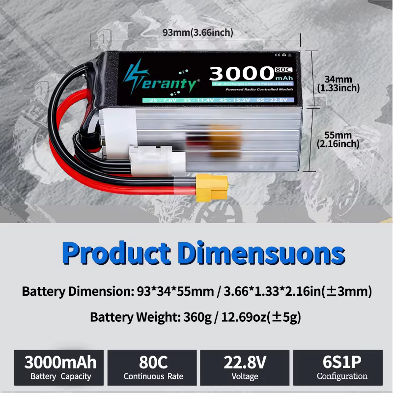GNB Batería LiPo 6S 22.8V 3000mAh 120C Drone FPV - imagen 4