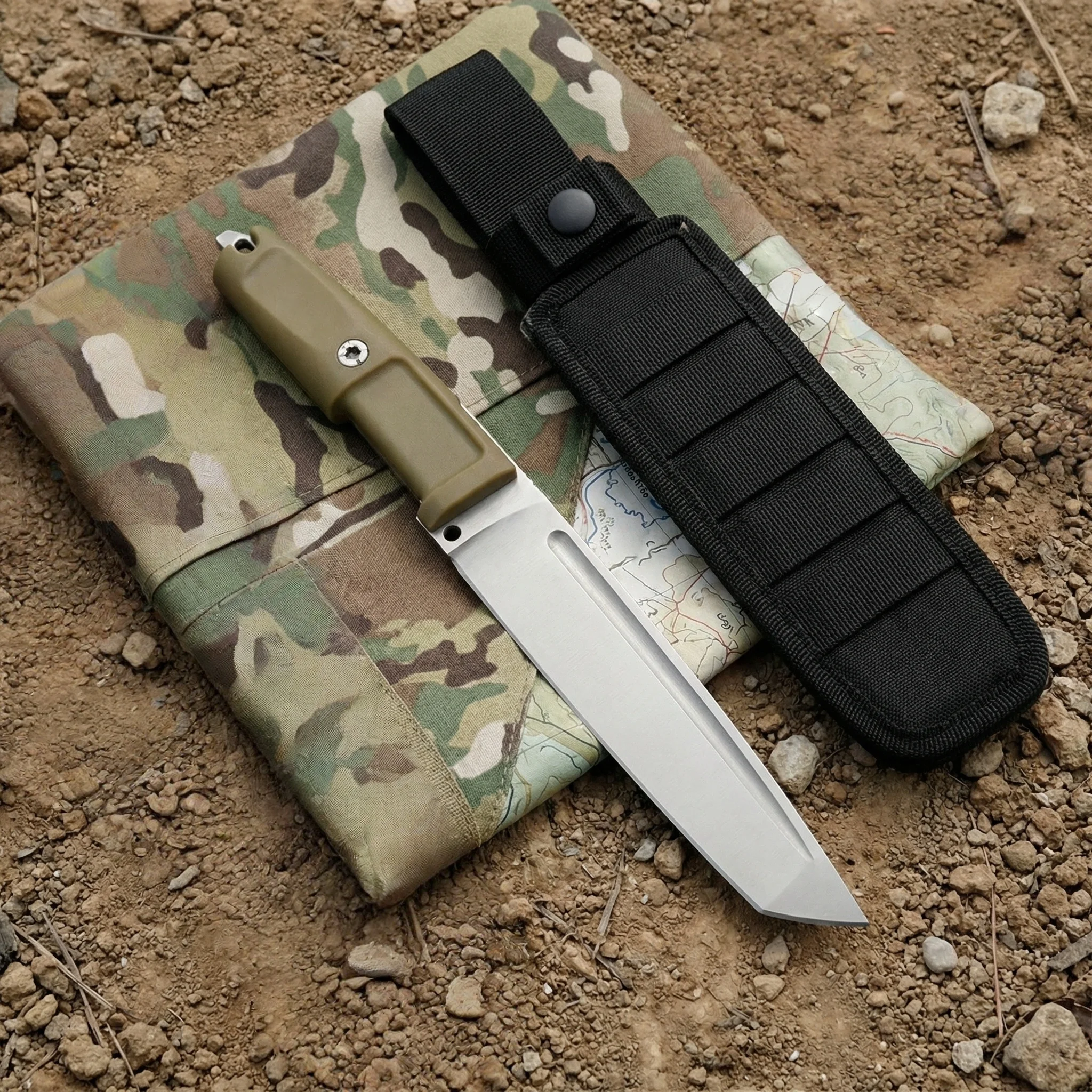 Cuchillo de emergencia hoja fija para exteriores alta dureza