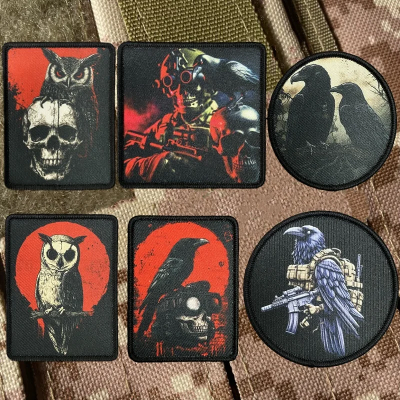 Parche calavera visión nocturna - brazalete táctico cuervo militar