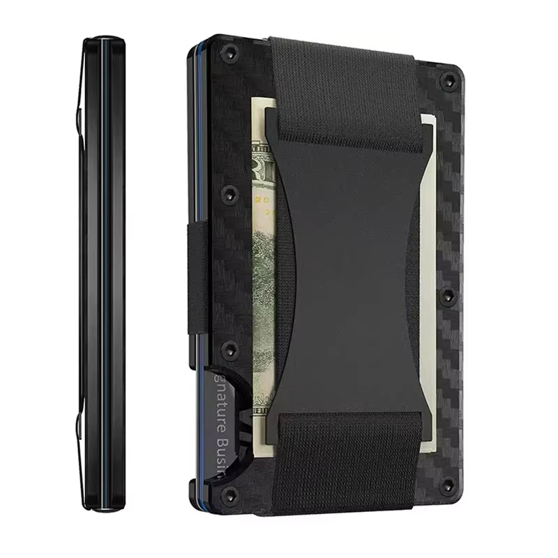 Cartera tarjetero fibra de carbono RFID con bloqueo y clip correa - imagen 4
