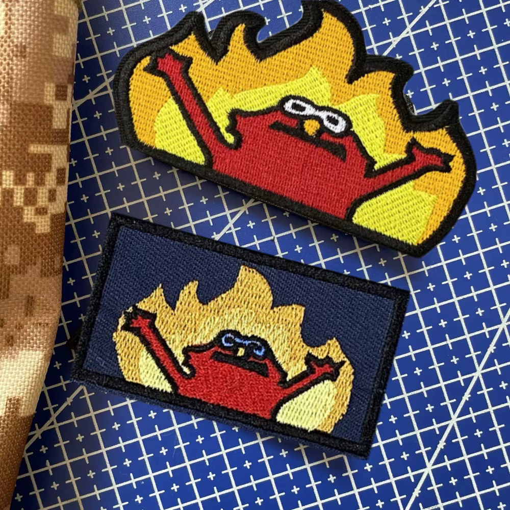 Parches tácticos bordados Hell Fire Meme - emblema velcro para ropa - imagen 3